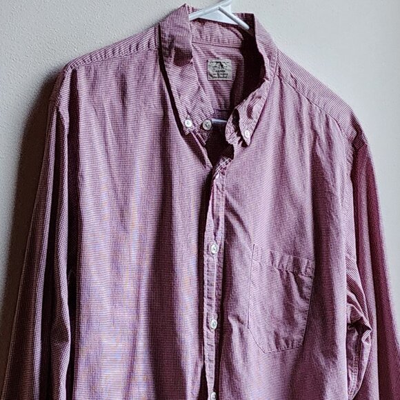 J.Crew Red/White Micro-Checked Casual Button Down Shirt Size Large - Picture 2 of 15